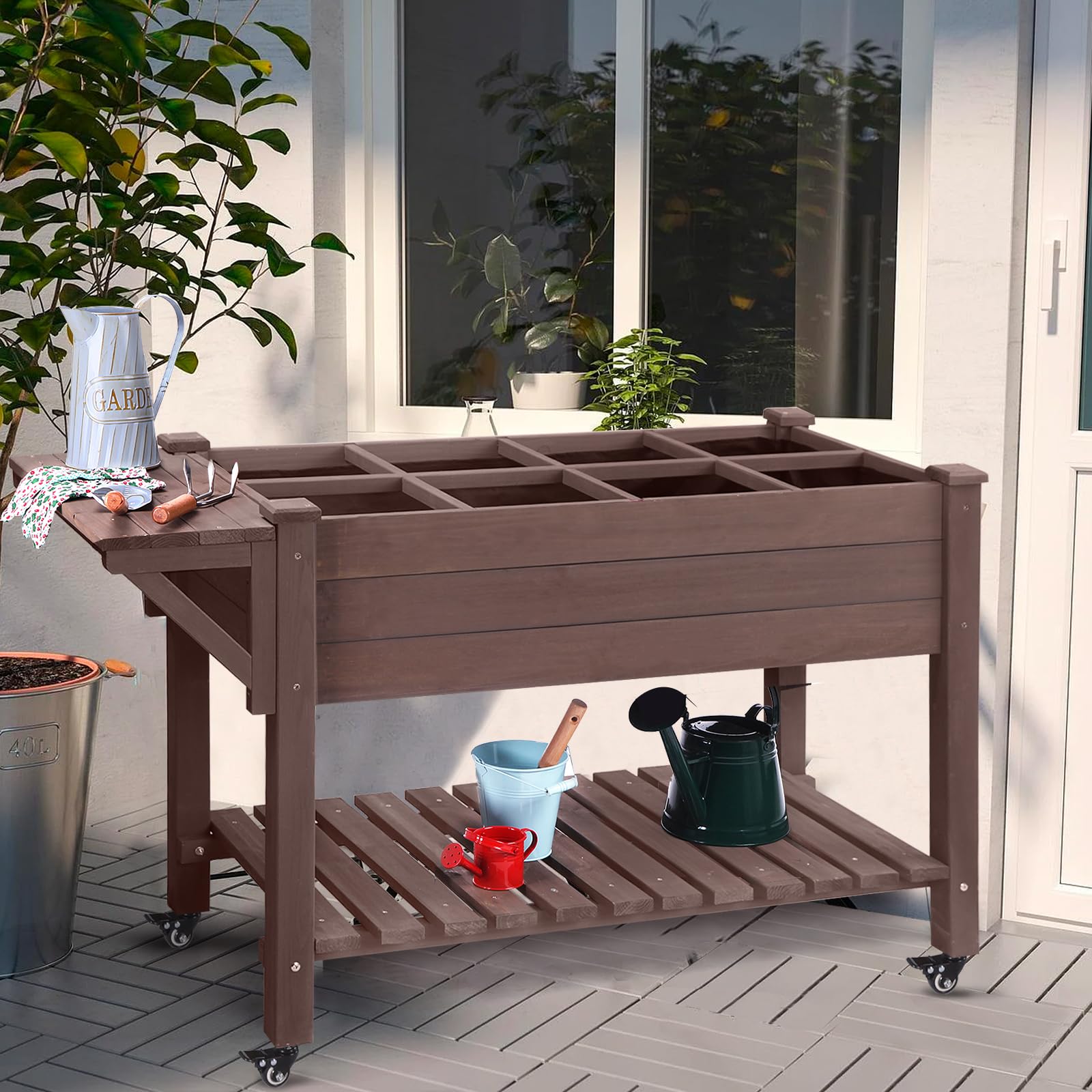 thumbnail video image 2 of Aivituvin Raised Garden Bed Elevated Wood Planter Box Stand Outdoor Garden Kit, 2 of 12