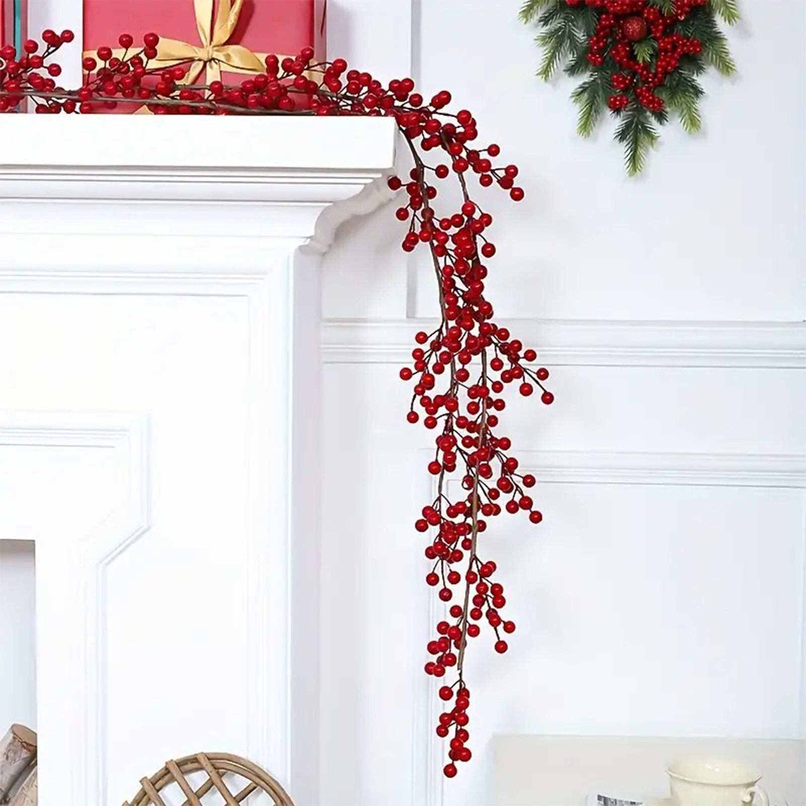 thumbnail video image 2 of PALIFEUR Christmas Garland, 77 Inch Fall Decor Flower Garland,Christmas Decorations Garland for Home,Xmas Red Fruit Berry Rattan Garland,Elegant Autumn Garland for Christmas Decorations, 2 of 9