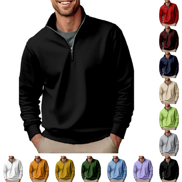 thumbnail video image 2 of Baqcunre New Zipper Stand Neck Thickened And Velvet Solid Color Men's Sweater,4XL,Quarter Zip Pullover Men,Mens Sweatshirt,Long Sleeve Shirts For Men,Men'S Fashion Hoodies & Sweatshirts,,Navy, 2 of 5