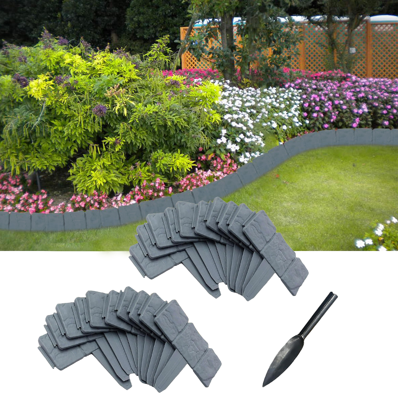 thumbnail video image 2 of FRTDNE 4.5 in x 10.7 in Black Plastic Garden Border Edging, 20 Count, 2 of 7
