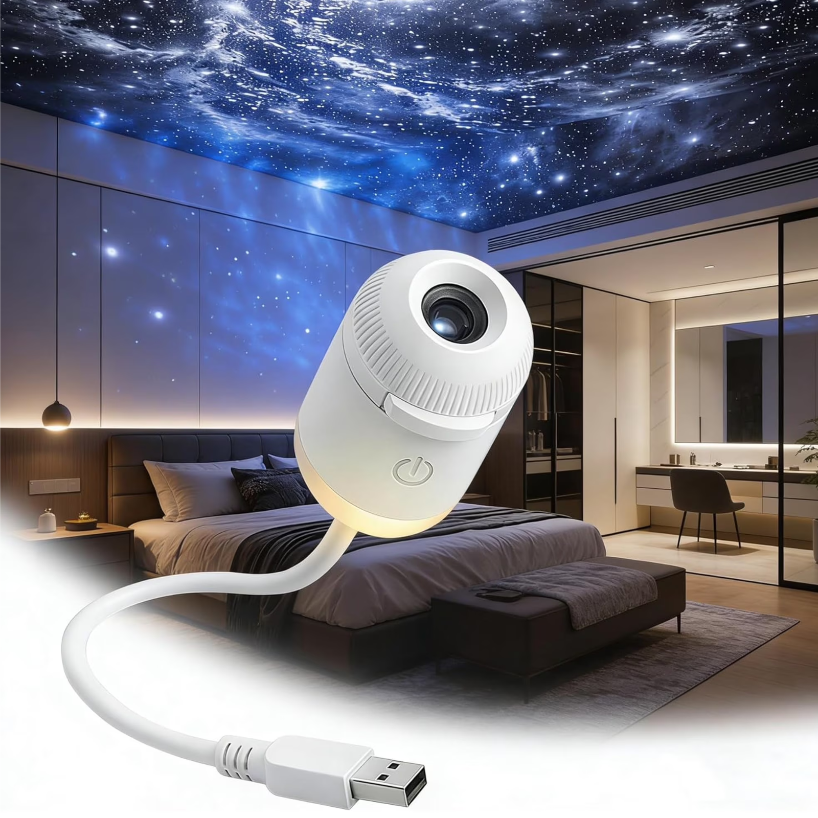 thumbnail video image 2 of 2027 Upgraded Hd Smart Dynamic 5d Holographic Night Light Projector, Plug and Play Hd Star Projector, 360° Adjustable Hd Galaxy and Ocean Projector for Bedroom Ceiling,with 24 Films, 2 of 10