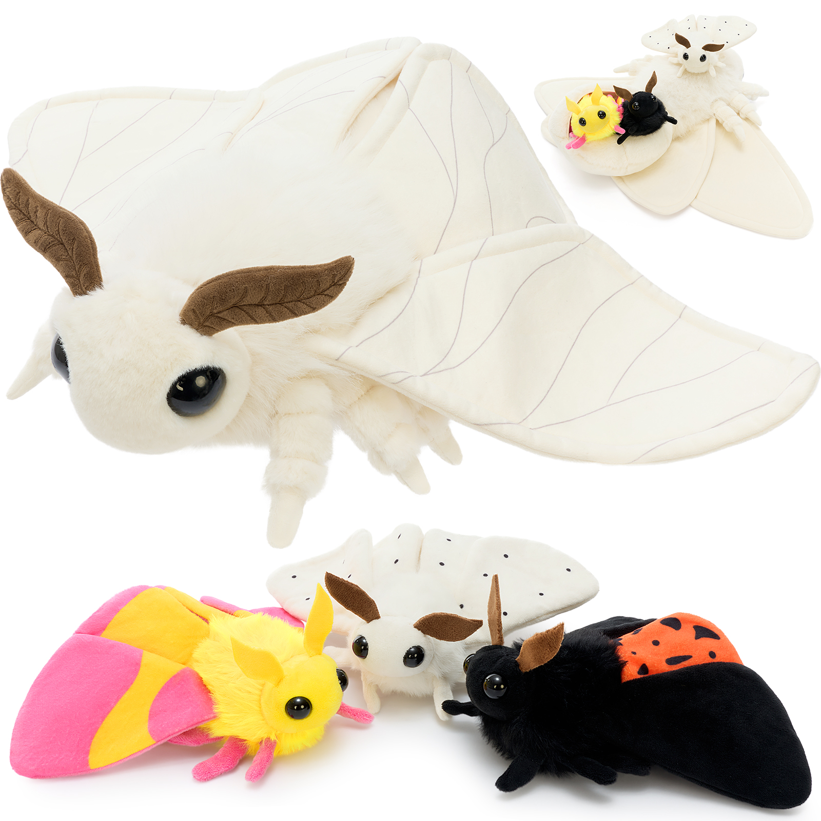 thumbnail video image 2 of MorisMos 20" Cute Moth Family 4-Piece Plush Set, Soft Stuffed Bug Plush Toys, 2 of 8