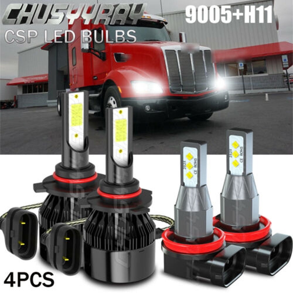 thumbnail video image 2 of For Peterbilt 579 587 Trucks Light 6000K 9005 H11 Hi/Lo Combo LED Headlight Bulb, 2 of 11