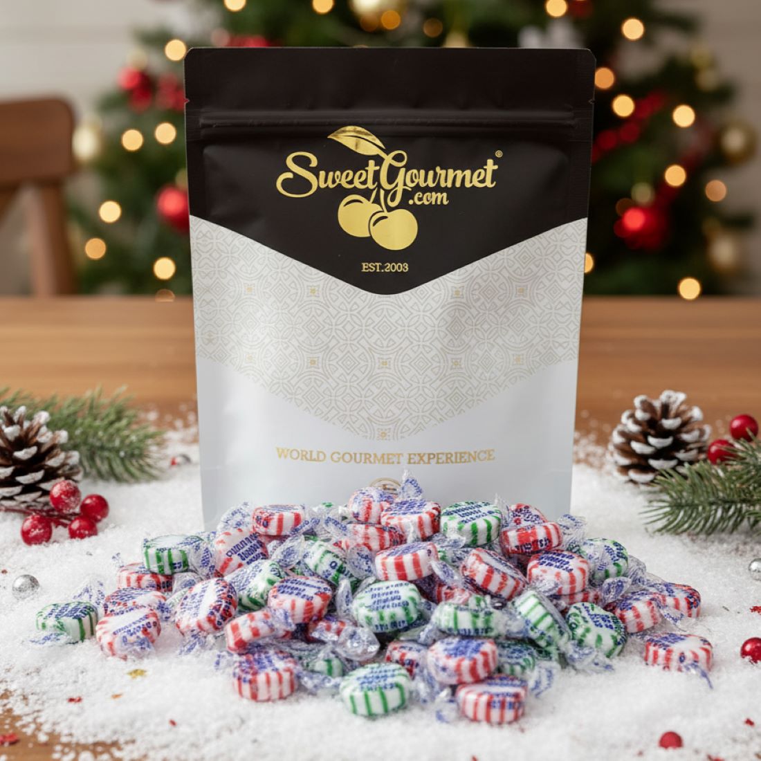 thumbnail video image 2 of SweetGourmet Sugar-Free Christmas Starlights,  Peppermint Spearmint Arcor Hard Candy, 3 Pounds, 2 of 8