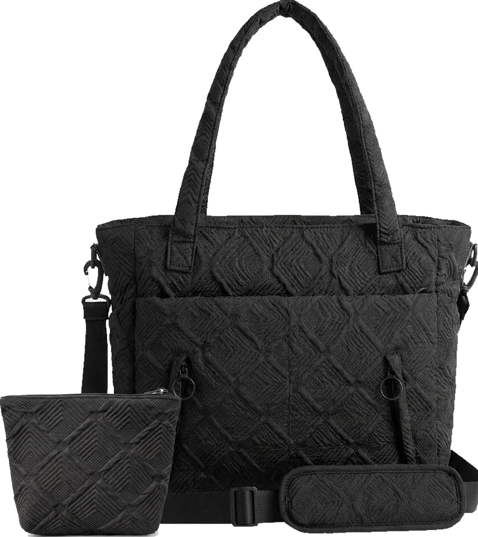 thumbnail video image 2 of Tote Bag for Women, Lightweight Puffy Tote Bag with Compartments Shoulder Bag Handbag for Travel, Work, Gym | Lightweight, Puffy, Quilted, for Travel, Work, 2 of 9