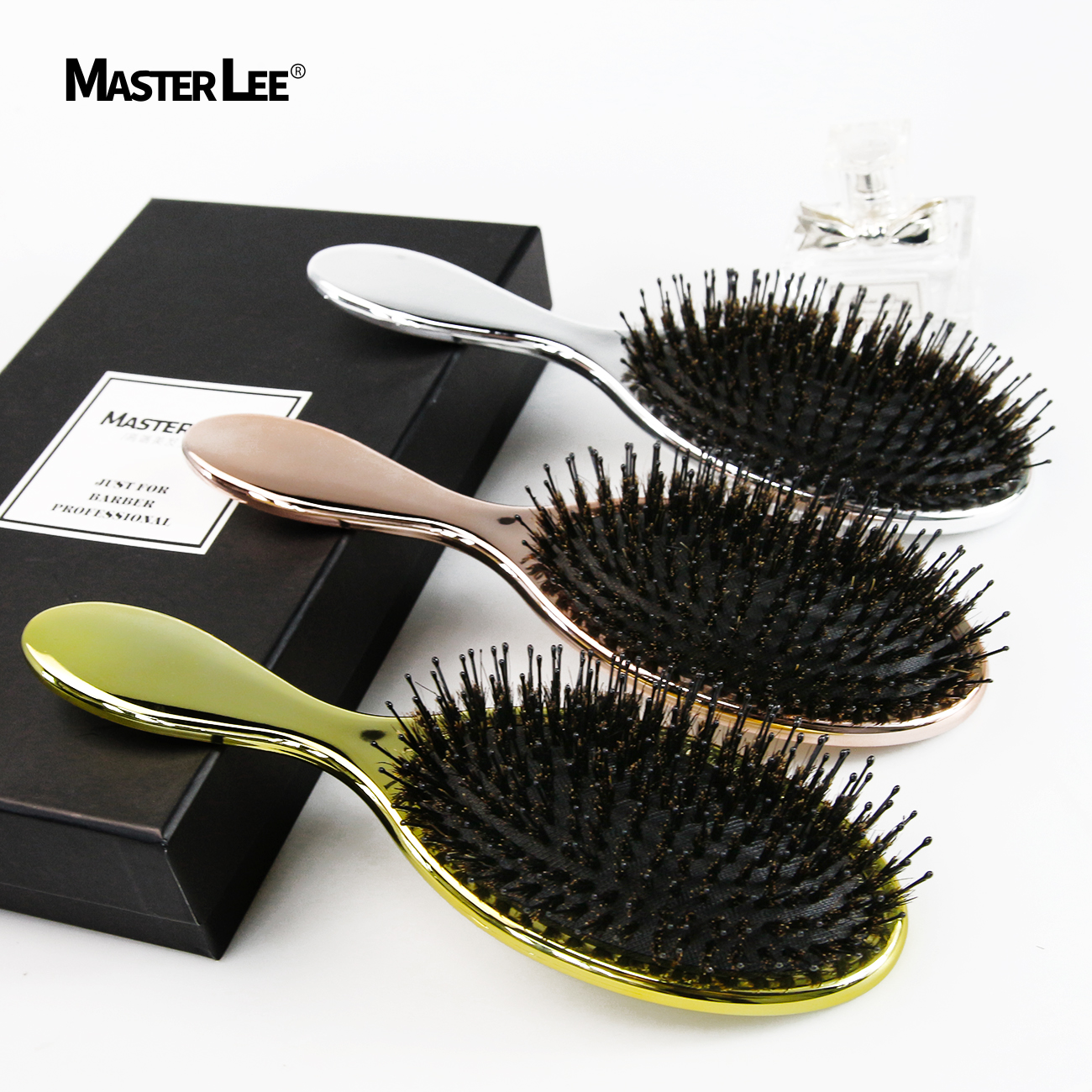 thumbnail video image 2 of IMY-1pc Nylon & Boar Bristles Air Cushion Scalp massager Hair Brush for hair growth, Silver, 2 of 6