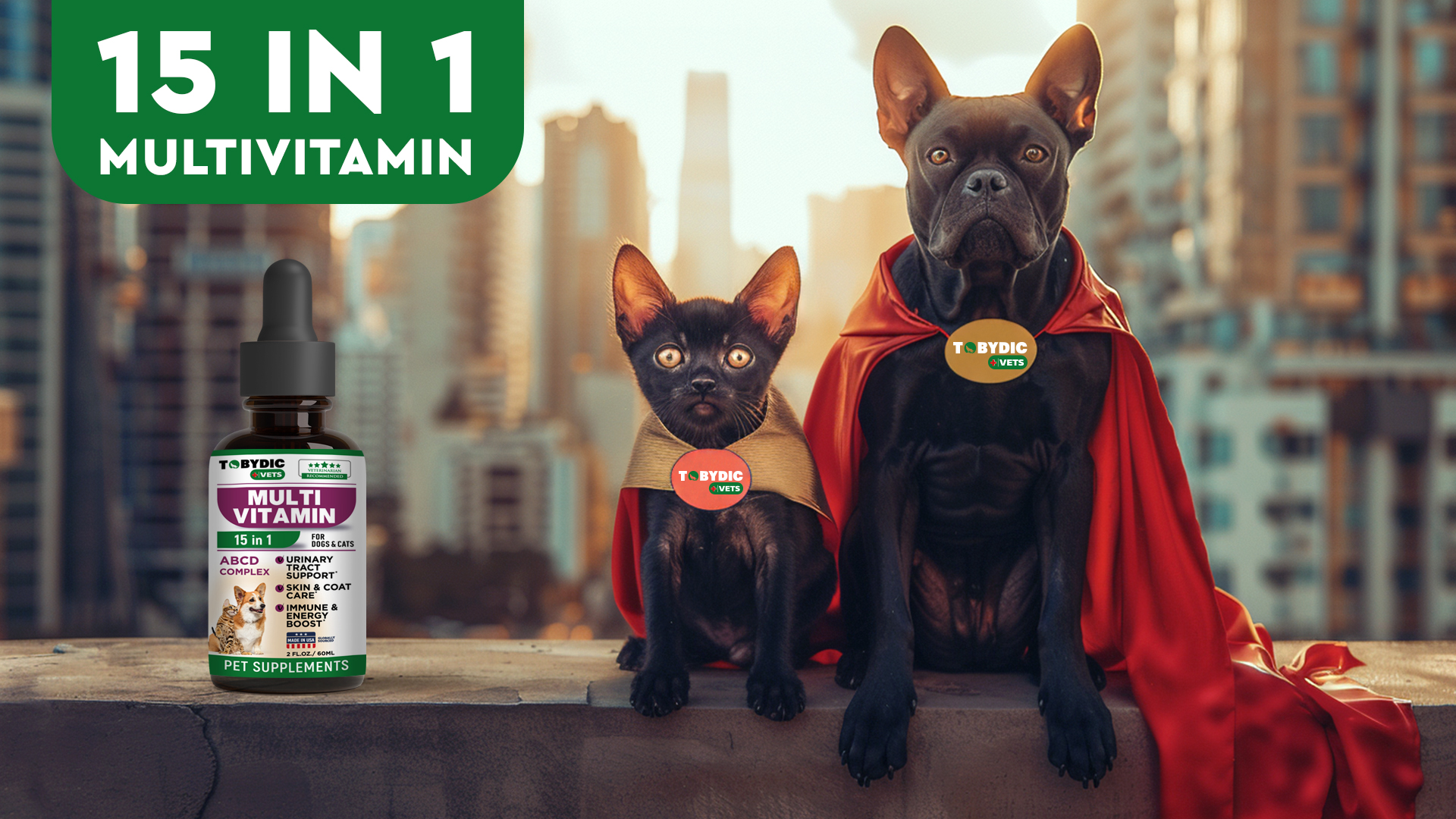 thumbnail video image 2 of Cat & Dog Multivitamin - 15 in 1 Pet Supplement with Cranberry & Glucosamine - Support for Urinary Tract Health, Bladder, Kidney, Skin & Coat and Joints, 2 of 9