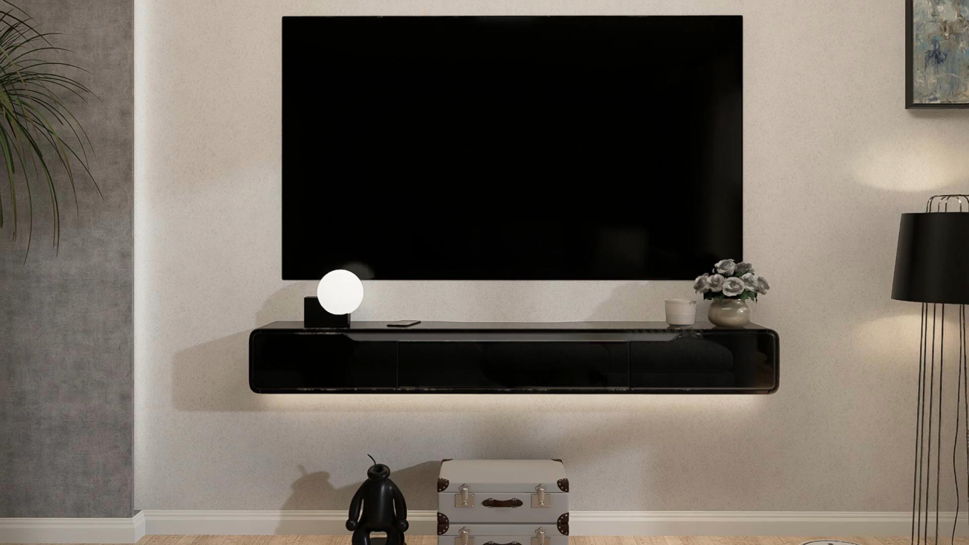 FloatiCasa, Floating TV Stand, 86 inch, High Gloss Wall-Mounted ...
