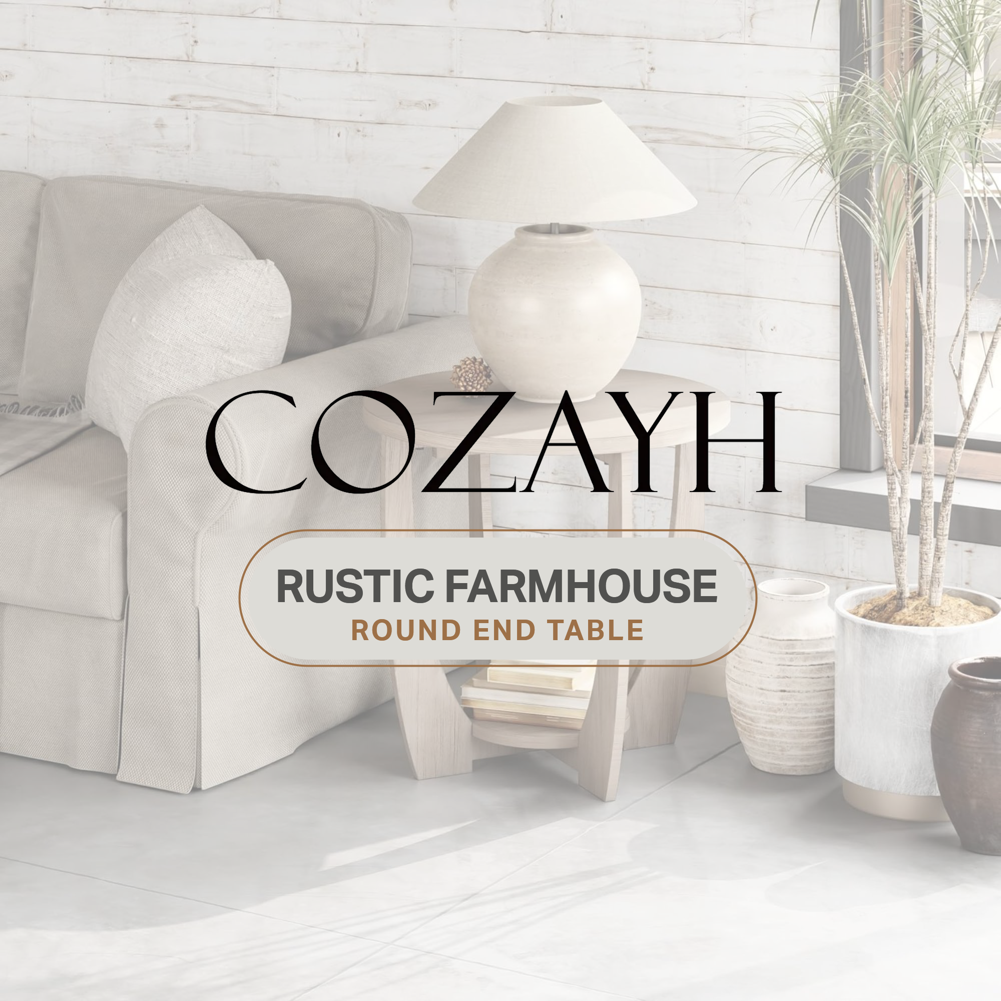 thumbnail video image 2 of COZAYH Rustic Farmhouse End Table with Storage Shelf, French Country Accent Side Table for Family, Dinning or Living Room, Small Spaces, Modern, Round, Vintage Grey Finish, 2 of 9