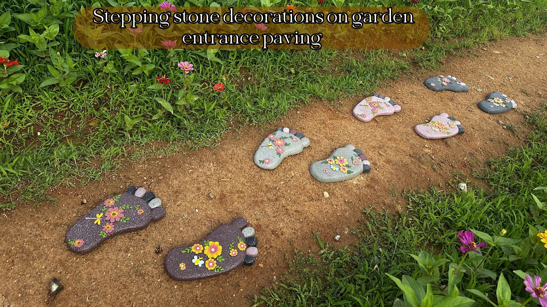 thumbnail video image 2 of Epoxy resin Footprint Garden Stepping Stones Set of 2 , Outdoor Decorative Paver Mat for Yard Lawn Walkway Landscaping, 2 of 8