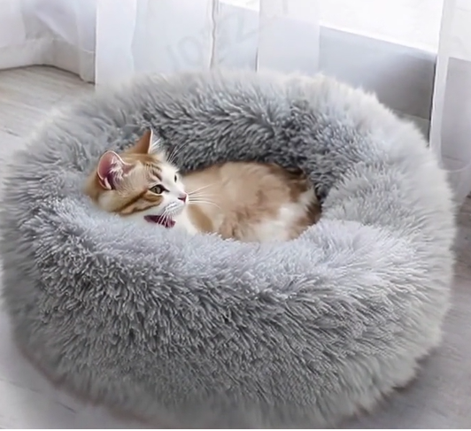 thumbnail video image 2 of Cats Beds for Indoor Cats - Cats Bed Washable 19.7 inches, Dog Beds for Small Dogs, Anti Anxiety Round Long Velvet Furry Cats Bed, Thick Bottom, Winter Supplies(Green), 2 of 7