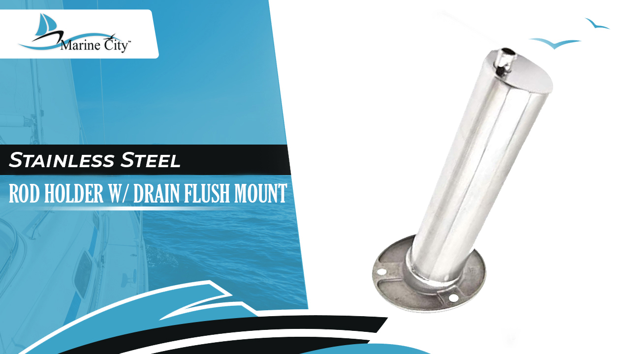 thumbnail video image 2 of MARINE CITY Rod Holder with Drain Flush Mount Fishing Rod Pole Holders, Heavy-Duty 316 Stainless Steel, 15 Angle, Corrosion-Resistant for Marines, Boats & Ships Pack of 1, 2 of 8