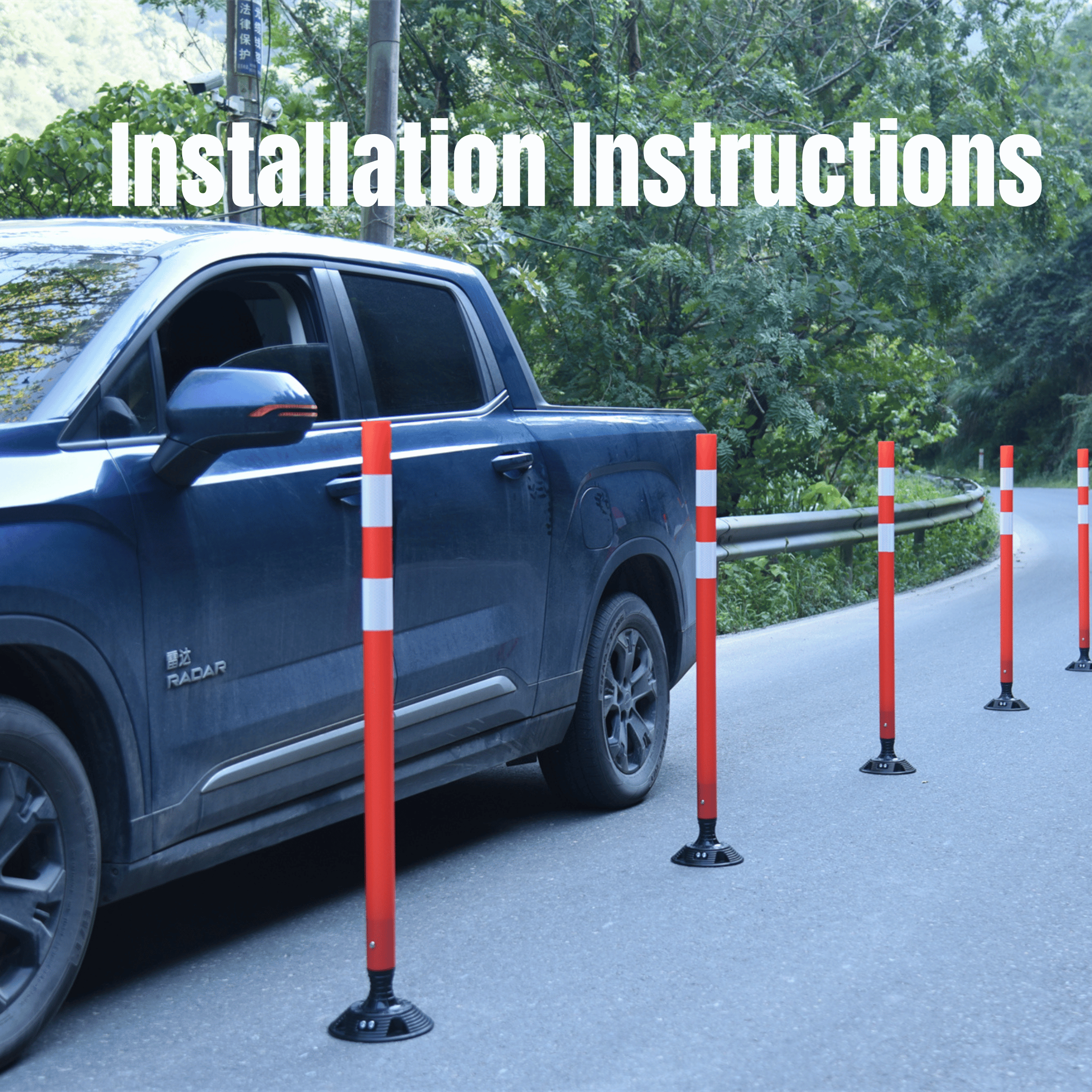 thumbnail video image 2 of BESEA 48 Inch Traffic Delineator Post Cones, 8Pcs Yellow Delineator Post for Driveway with Highly Reflective Collars, 2 of 8