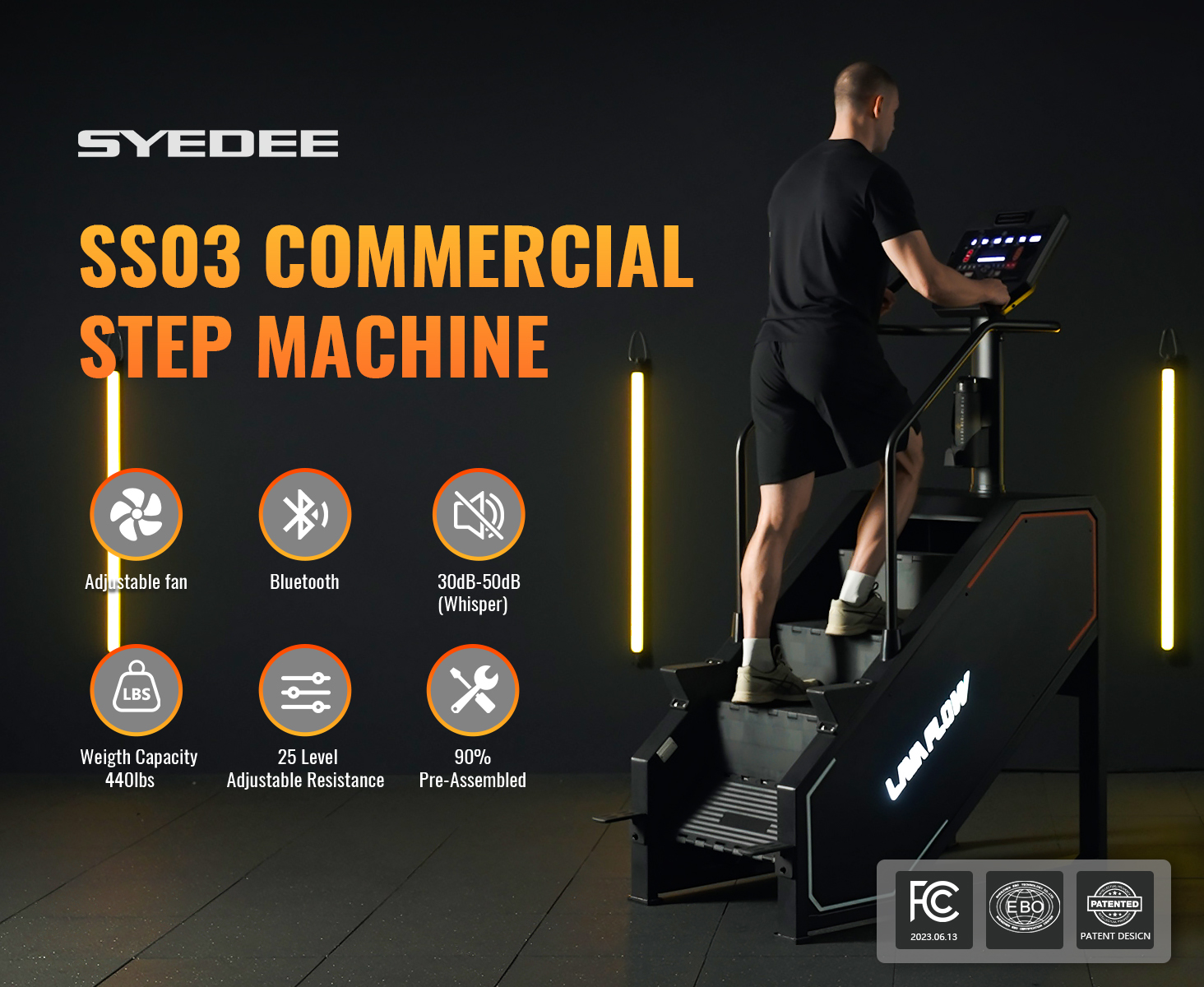 thumbnail video image 2 of syedee Stair Machine with LED Screen, Stepmill Exercise Machine with 12 Workout Programs, 441 LBS Step Machine, 24-164 Steps/Minute(Black), 2 of 12