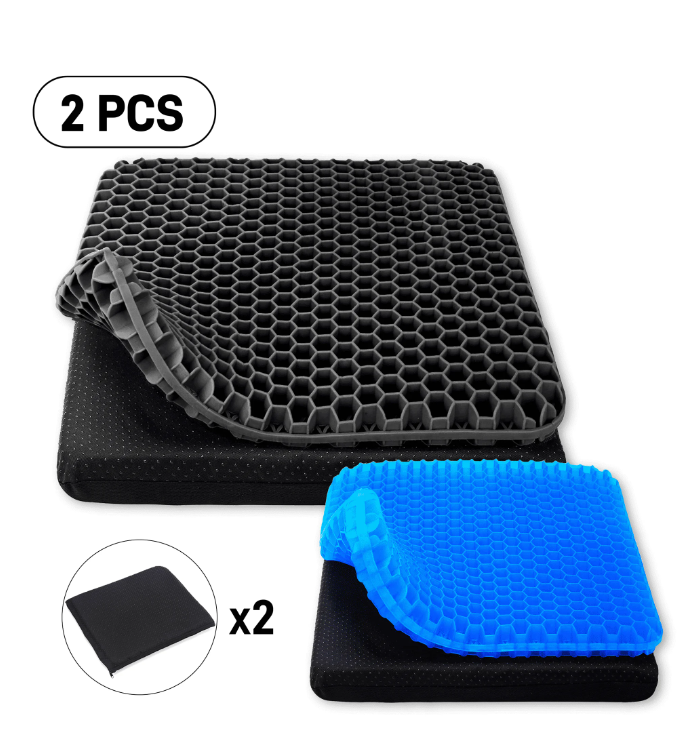 thumbnail video image 2 of SPOKKI 2 Pcs Cooling Gel Seat Cushion, Thick Big Breathable Honeycomb Design Absorbs Pressure Points Seat Cushion with Non-Slip Cover Gel Cushion for Office Chair Home Car seat Cushion for Wheelchair, 2 of 10