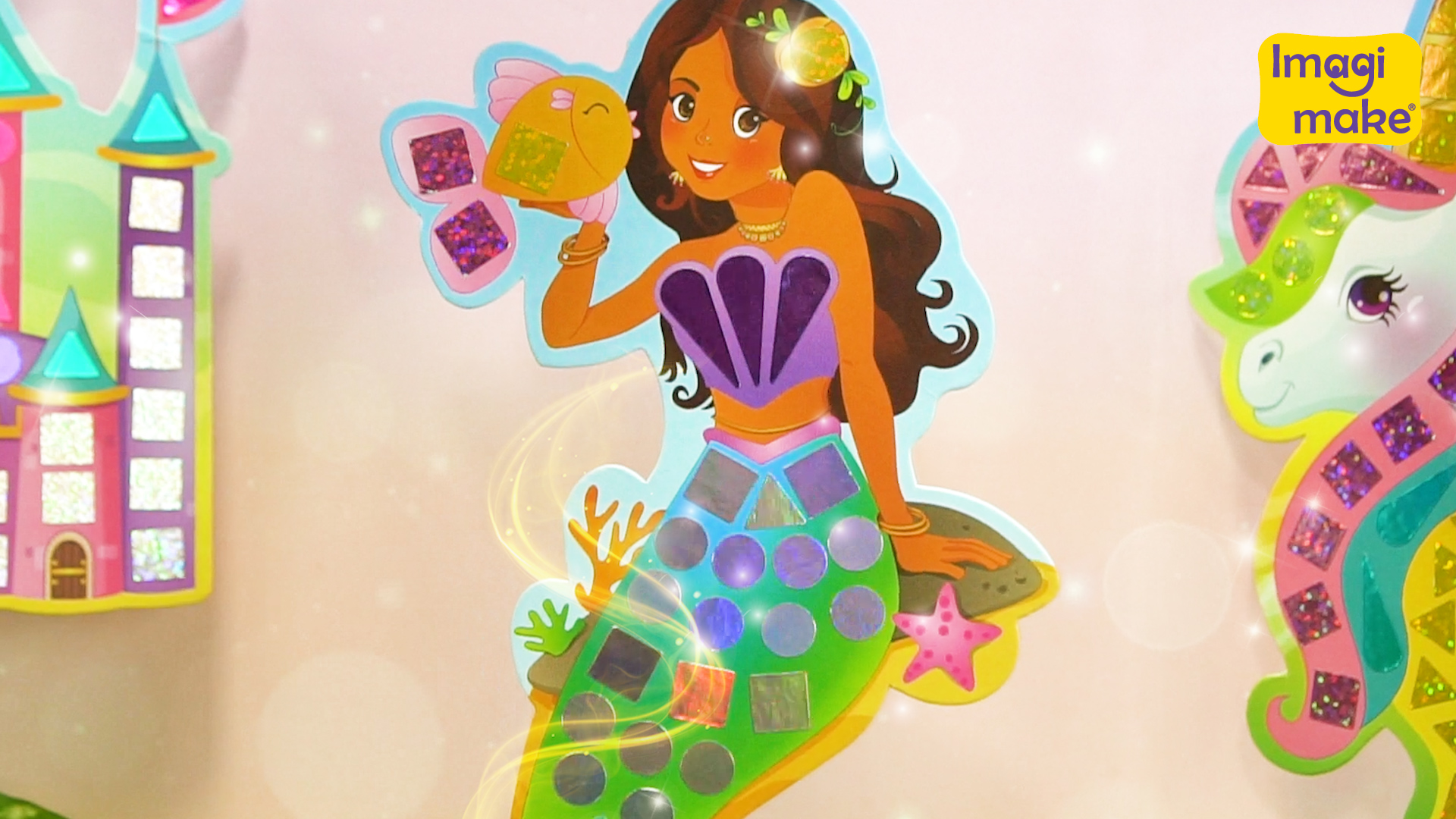 thumbnail video image 2 of Imagimake Mirror Mosaic Butterfly & Peacock Kids Art Set | DIY Craft Kit | Foil Stickers for Kids | Birthday Gift for Girls and Boys Ages 3,4,5,6,7,8 | Sticky Mosaics Crafts Kit | 4 Year Old Girl, 2 of 8