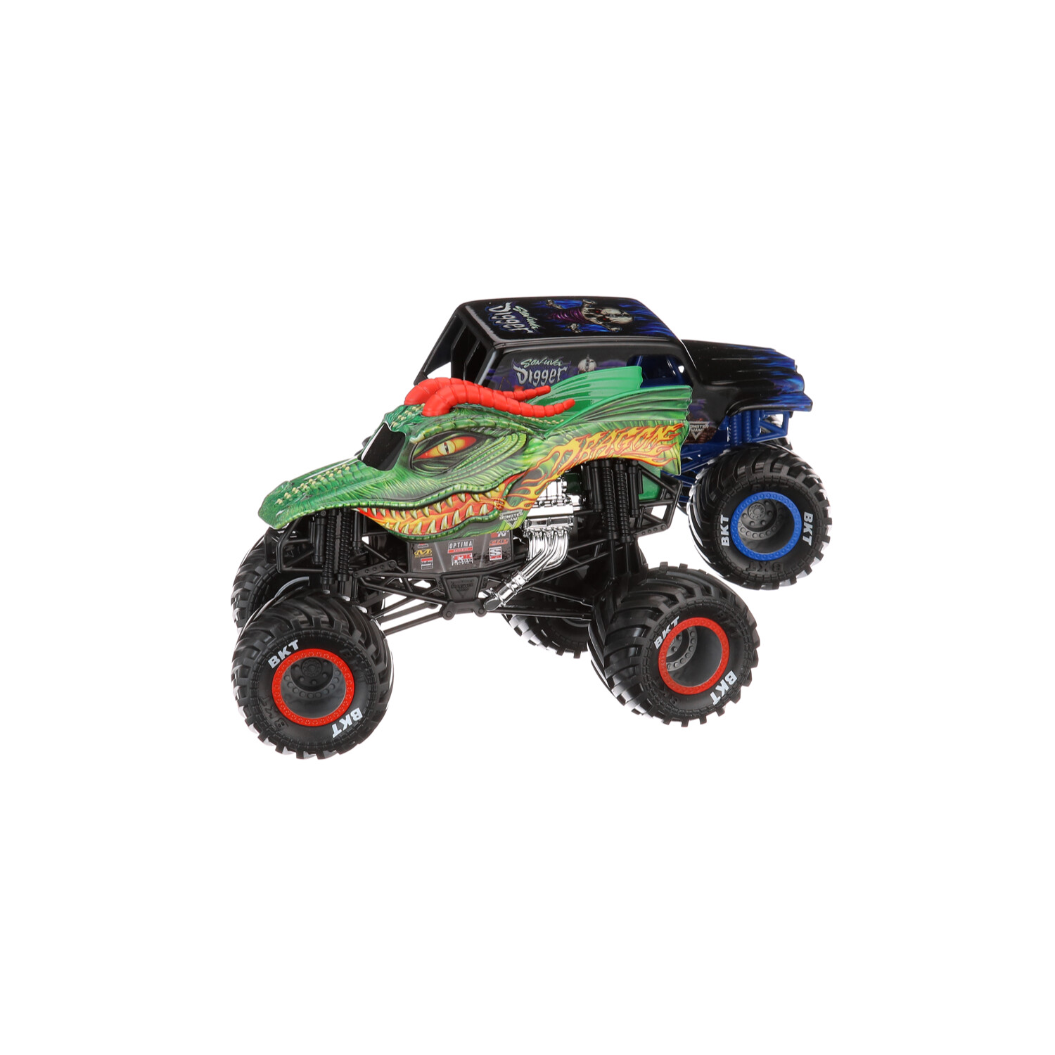 Monster Jam 1:24 Scale Die-cast 2-Pack, Dragon and Son-uva Digger