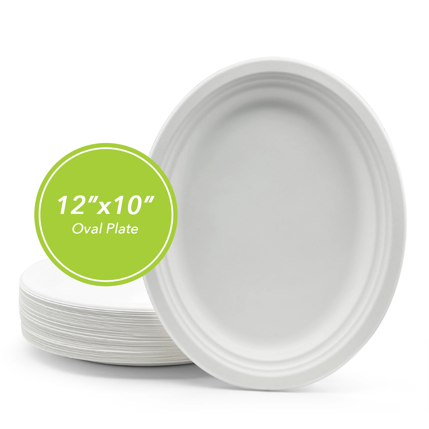 thumbnail video image 2 of Three Leaf Bagasse Oval Plate 12 in x 10 in 50 ct White Heavy-Duty Compostable Sugarcane Disposable Plates for Party and Catering, 2 of 7