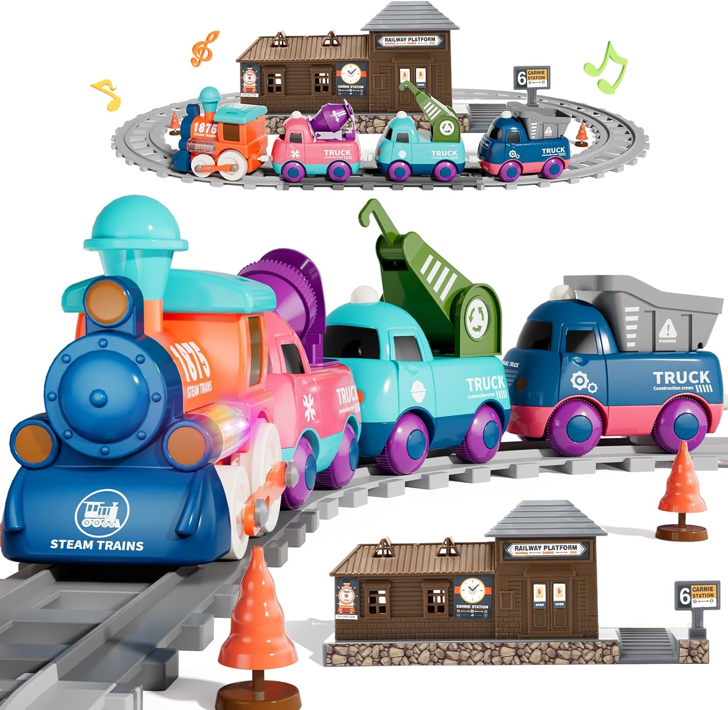 thumbnail video image 2 of Electric Train Set for Toddlers 2-4, Kids Train Set with Track, Light & Music, Magnetic Train Toys for Boys & Girls - Best Gifts for 2-5 Years Old, 2 of 7