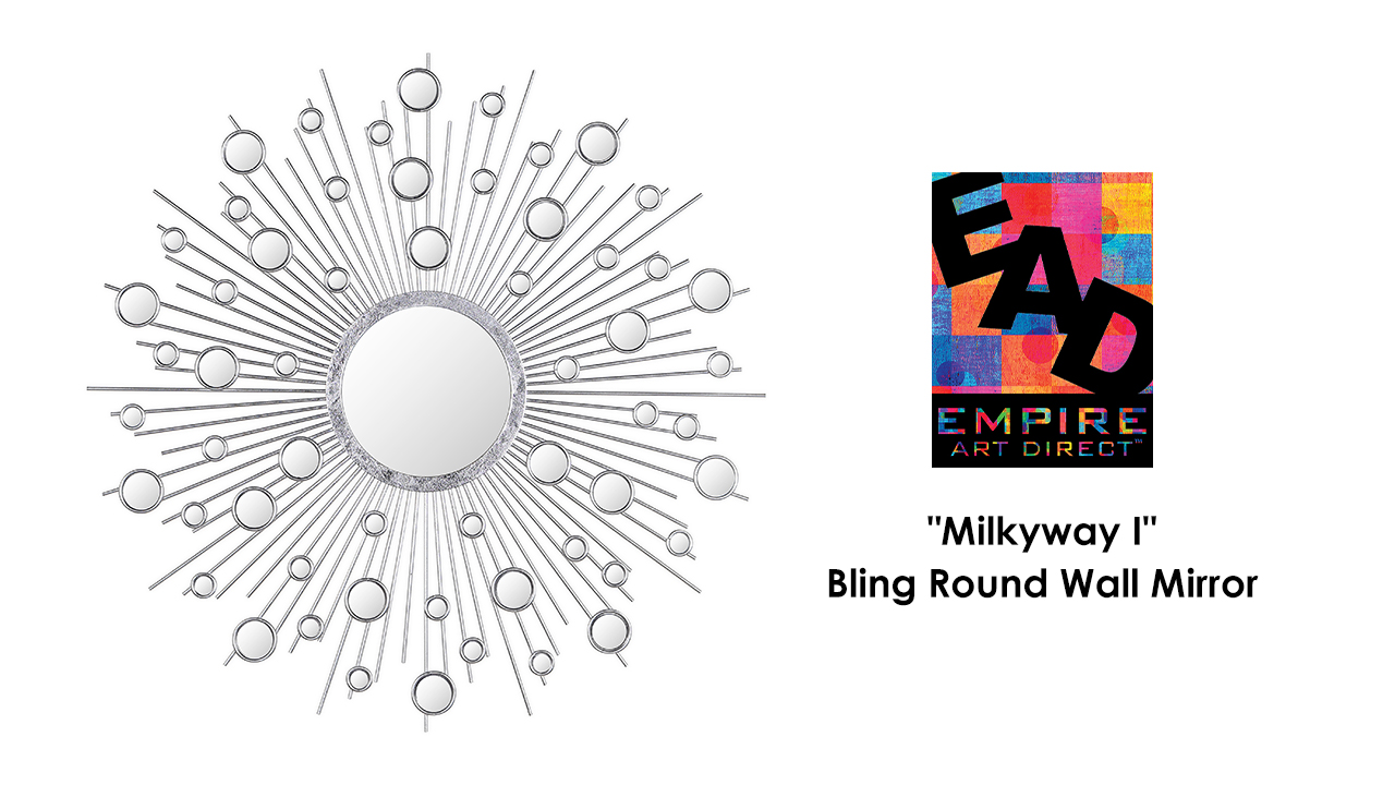 thumbnail video image 2 of Empire Art Direct Milkyway I Sunburst Silver Round Wall Mirror, 36" x 36", Ready to Hang, 2 of 11