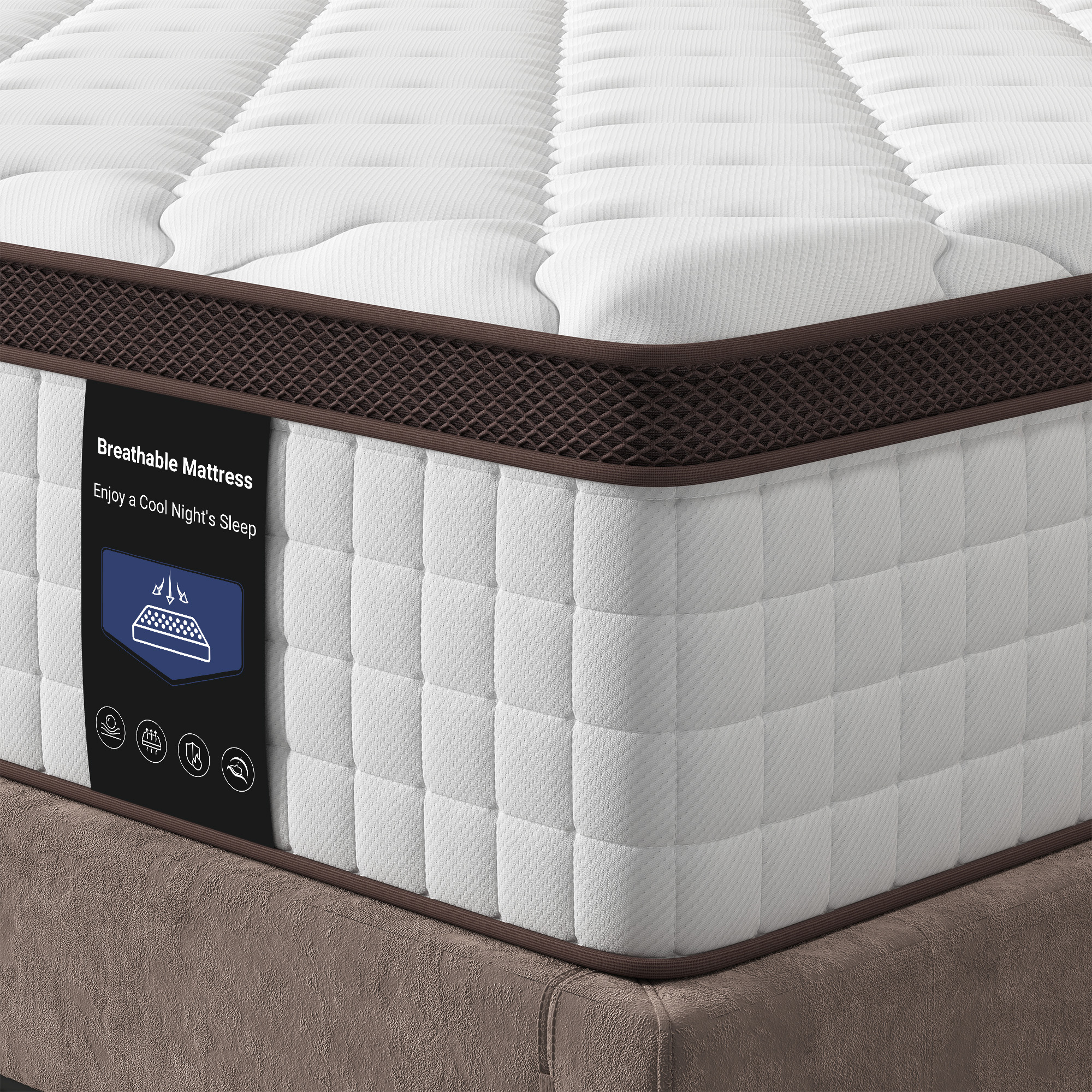 thumbnail video image 2 of Kescas Queen Mattress, 14 Inch Hybrid Mattress Queen with Gel Memory Foam, Breathable Bed Mattress for Cooler Sleep Supportive & Pressure Relief, Medium Firm, 2 of 9
