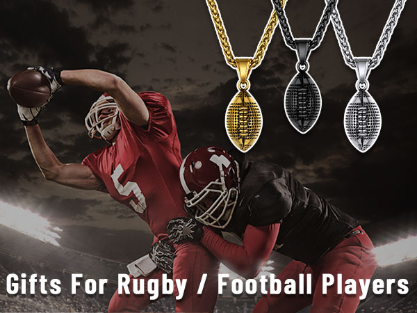 thumbnail video image 2 of KeyStyle Football Pendant Necklaces for Men Stainless Steel Chain Necklaces for Athlete Sports Lover Jewelry Necklace Father Day Valentine's Day Gift for Men, 2 of 10