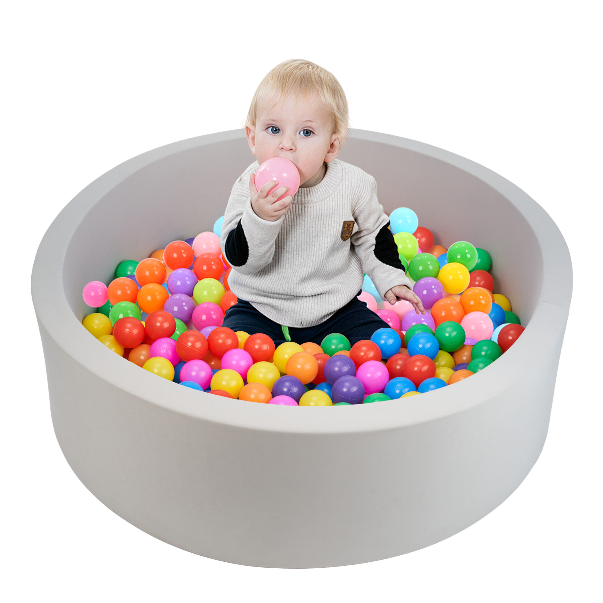 thumbnail video image 2 of Hawsaiy Foam Ocean Ball Pit for Baby Infants and Toddlers Ages 1-3, Soft Round Play Area for Indoor/Outdoor Use, No Balls Included, Gray, 2 of 10