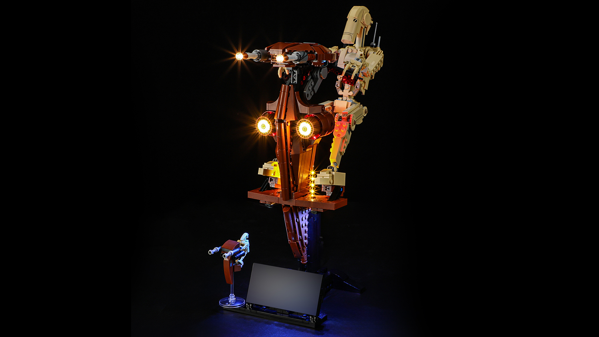 thumbnail video image 2 of QC Ltbrcik Lighting Set For LEGO Battle Droid with STAP Stars Wars Movie 75428 Set,Not Include Building Blocks,Only Led Light Kit, 2 of 14