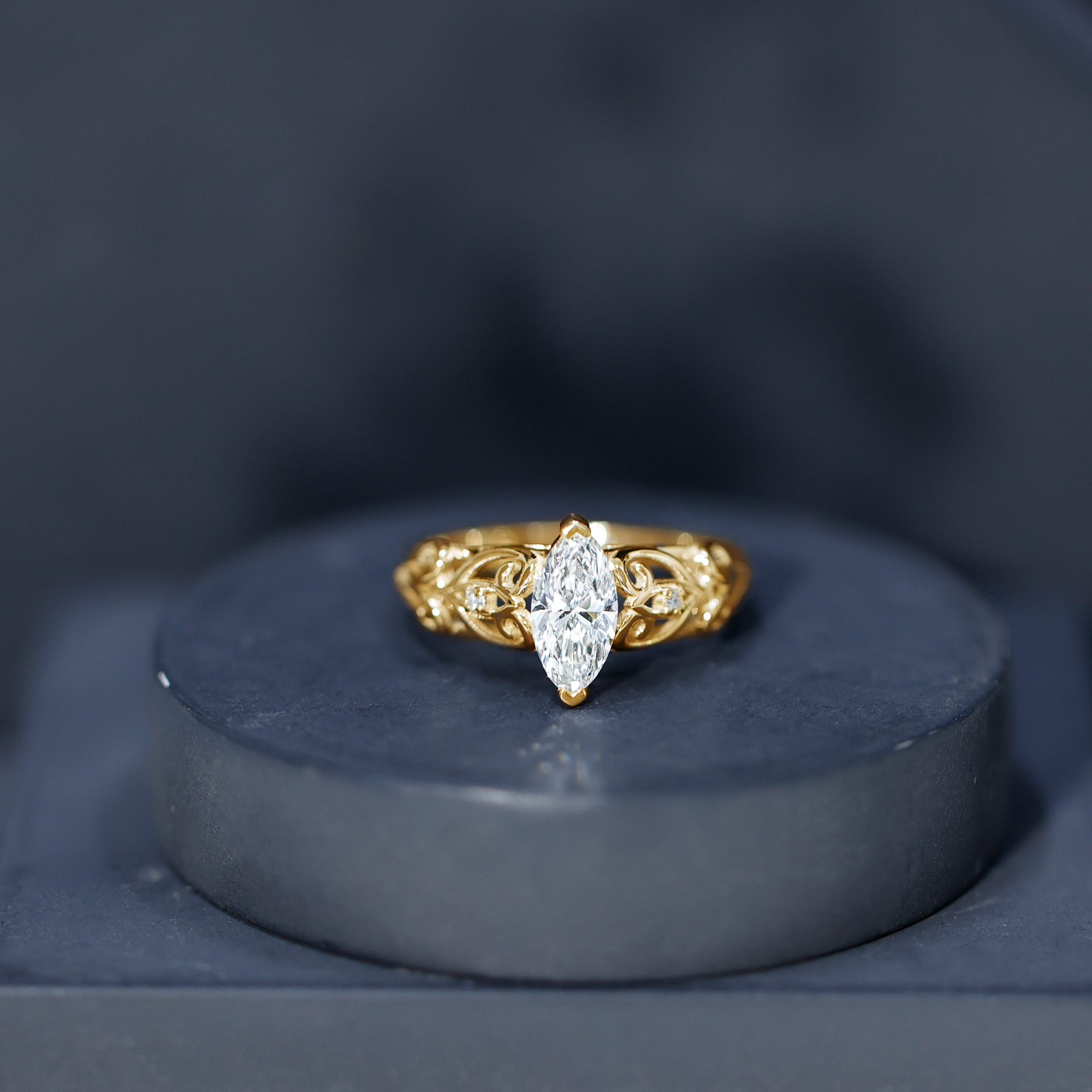 thumbnail video image 2 of Rosec Jewels Lab Grown Diamond Marquise Engagement Ring 1 Ct - Filigree Ring - EF-VS Grade, 925 Sterling Silver, US 4.00, 2 of 8