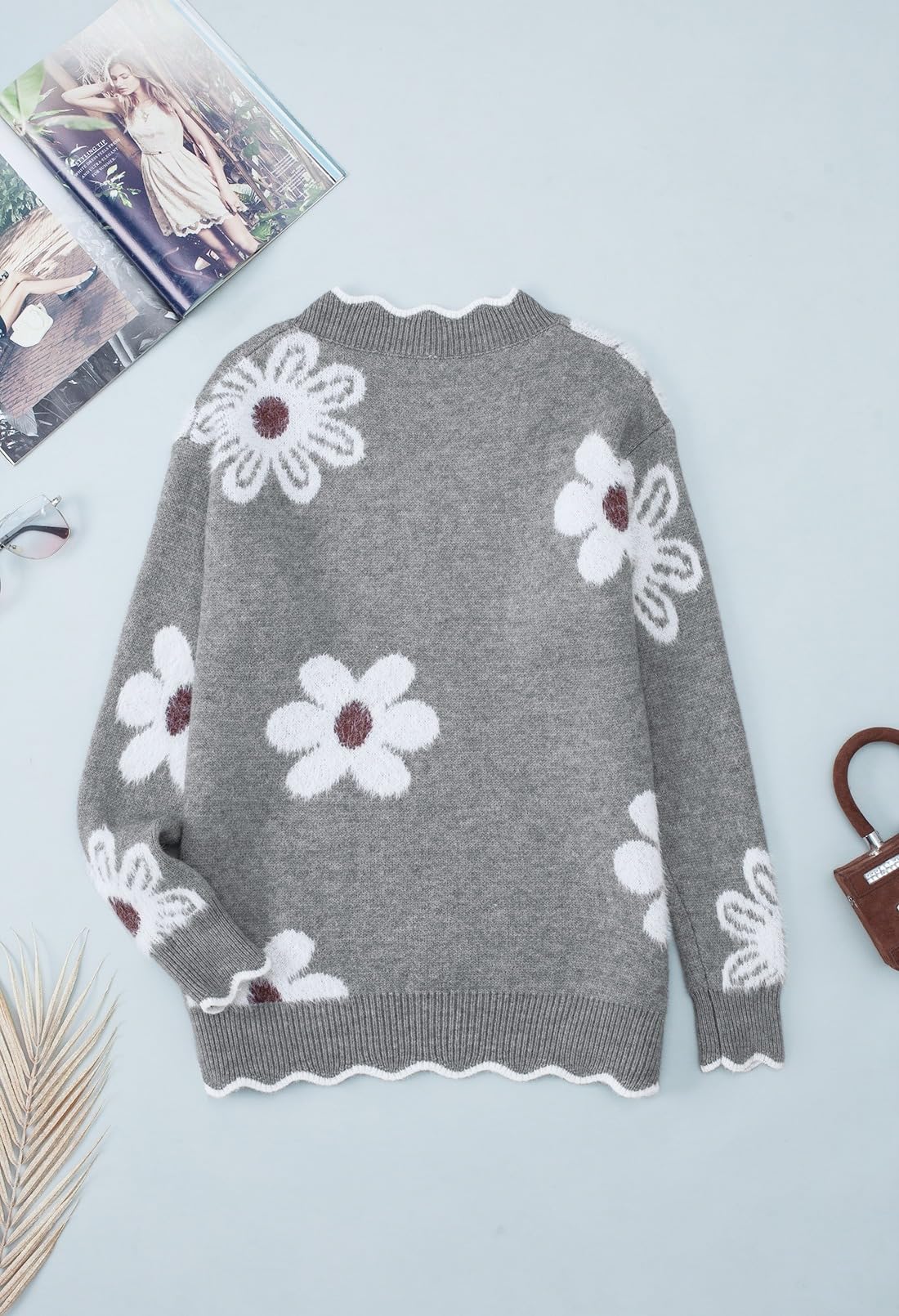 thumbnail video image 2 of NACOjama Womens Long Sleeve Sweater V Neck Casual Loose Knit Top Pink L, 2 of 6