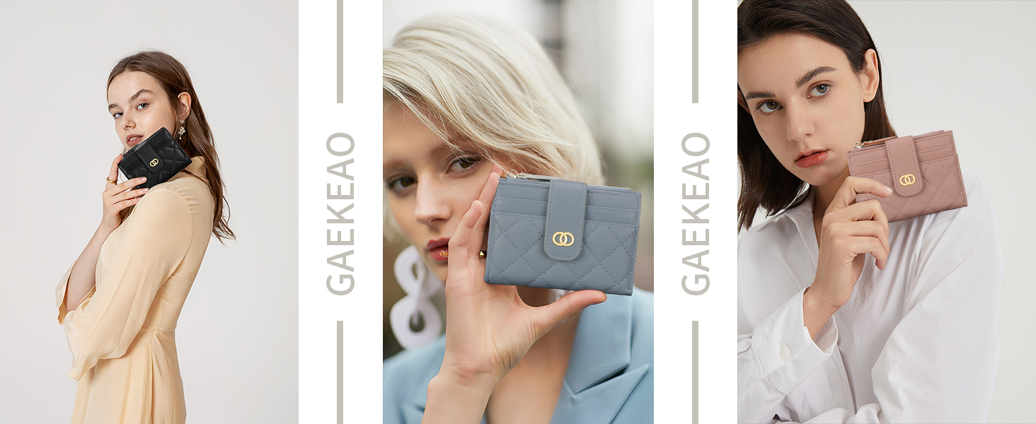 thumbnail video image 2 of GAEKEAO Small Wallet for Women Slim Bifold Leather Credit Card Holder Wallets Zipper Pocket Coin Purse with ID Window, 2 of 7