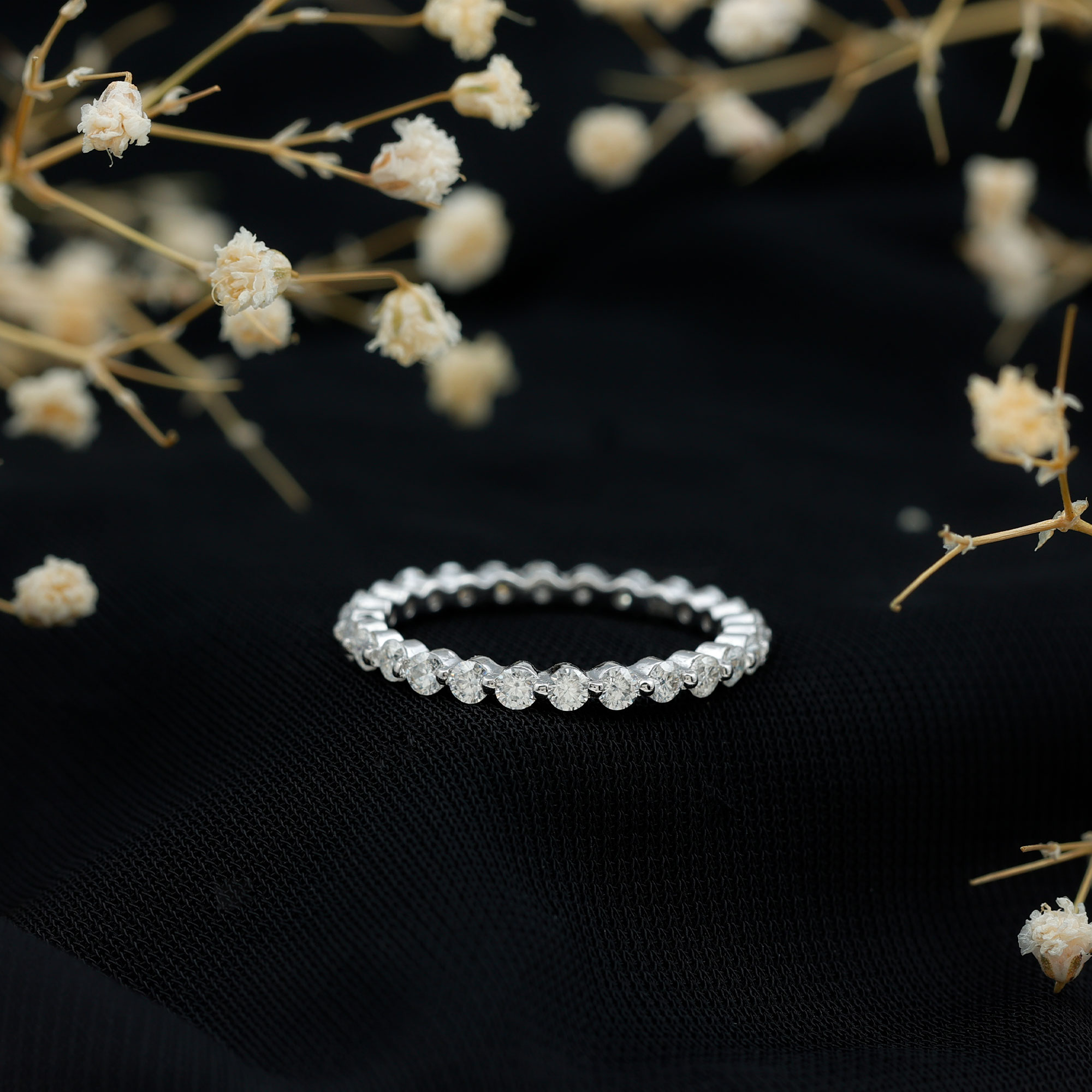 thumbnail video image 2 of Rosec Jewels Lab Created Diamond Eternity Ring for Women - Stackable Ring - EF-VS Grade - Ready to Gift, 14K White Gold, US 12.00, 2 of 9