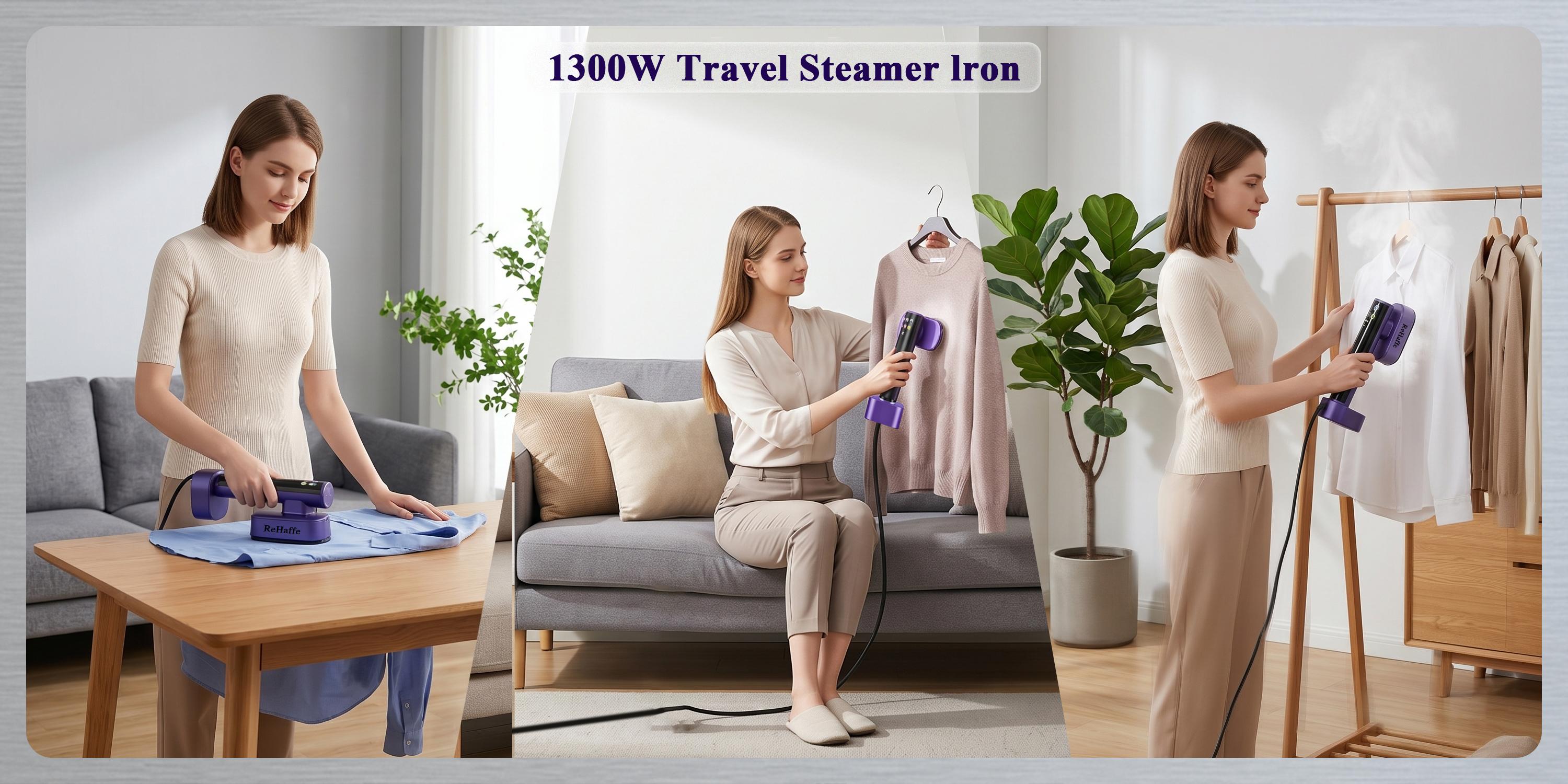 thumbnail video image 2 of ReHaffe 1300W Garment Steamer 2-in-1,15s Fast Heat Up,6 Modes LED,190ML Leak-Proof Tank,Portable Travel Steamer for Clothes with Upright Base,Steam Iron 120V for Home,Laundry,Travel Use, 2 of 8