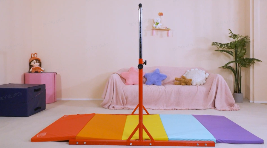 thumbnail video image 2 of Kangaroo Hoppers Adjustable Gymnastics Bar for Kids Ages 3-15, 35.4" to 57.1", Horizontal Bar for Home, Steady Steel Construction, Anti-Slip, 260LBS, 2 of 7
