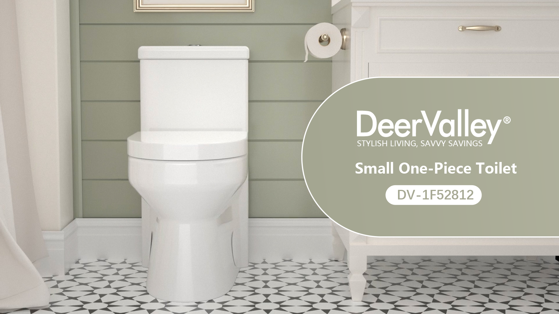 thumbnail video image 2 of DeerValley DV-1F52812R Compact Liberty Dual Flush Elongated One-Piece Toilet, White (Seat Included), 2 of 16