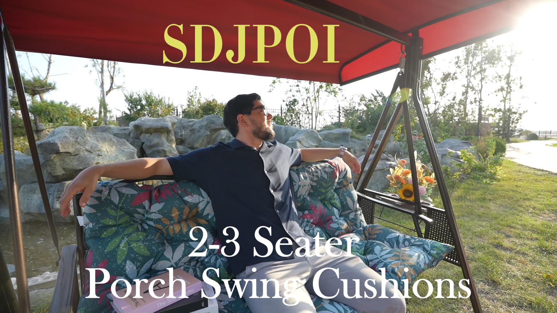 thumbnail video image 2 of SDJPOI Porch Swing Replacement Cushion, 4" Thick Waterproof 2-3 Seater Bench Cushion with Backrest, Outdoor Swing Cushions for Outdoor Furniture（Navy Blue,40*40in）, 2 of 7