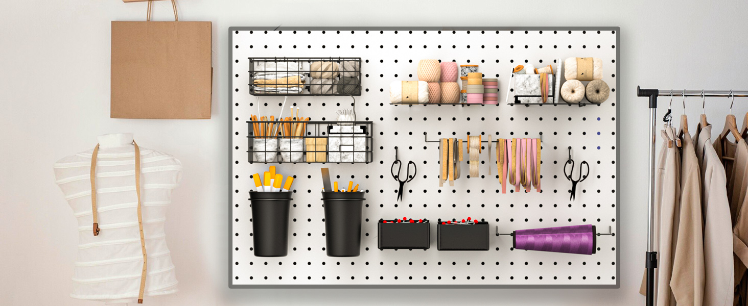 thumbnail video image 2 of INCLY 30Pcs Peg Board Organizer Accessories Kit, Pegboard Hooks Assortment with Bins, Cups, Wire Baskets and Paper Towel Holder for 1/8“ and 1/4” Pegboard Garage Workbench Craft Room Organizing Tools, 2 of 8