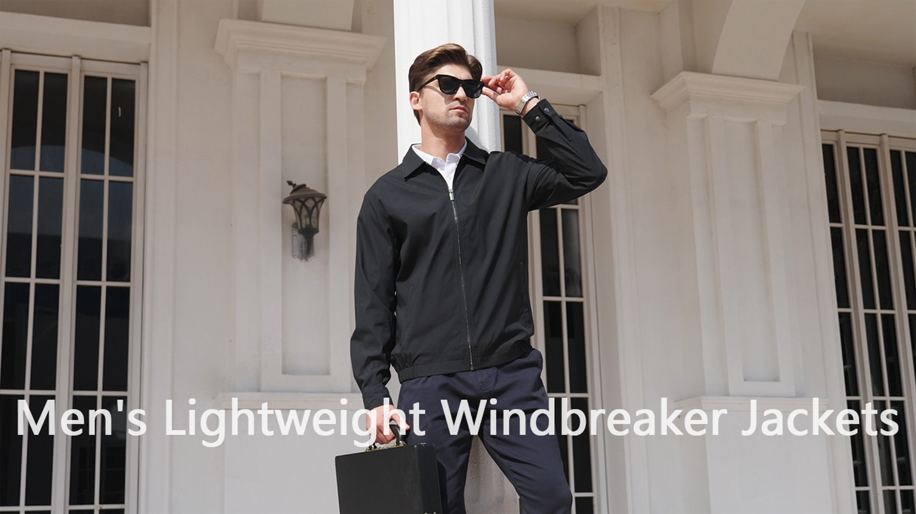 thumbnail video image 2 of TACVASEN Men's Lightweight Windbreaker Jackets Full Zip Up Stylish Coat Business Casual Laydown Collar Work Dress with Zip Pockets Khaki L, 2 of 8