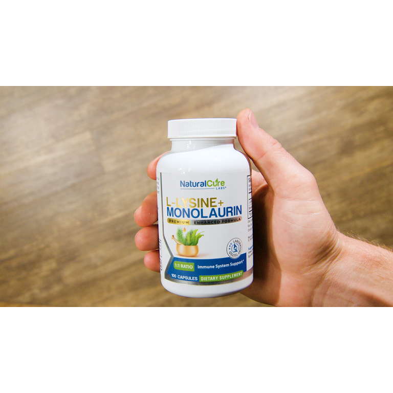 Natural Cure Labs L-Lysine Monolaurin 600mg Vegan Capsules for