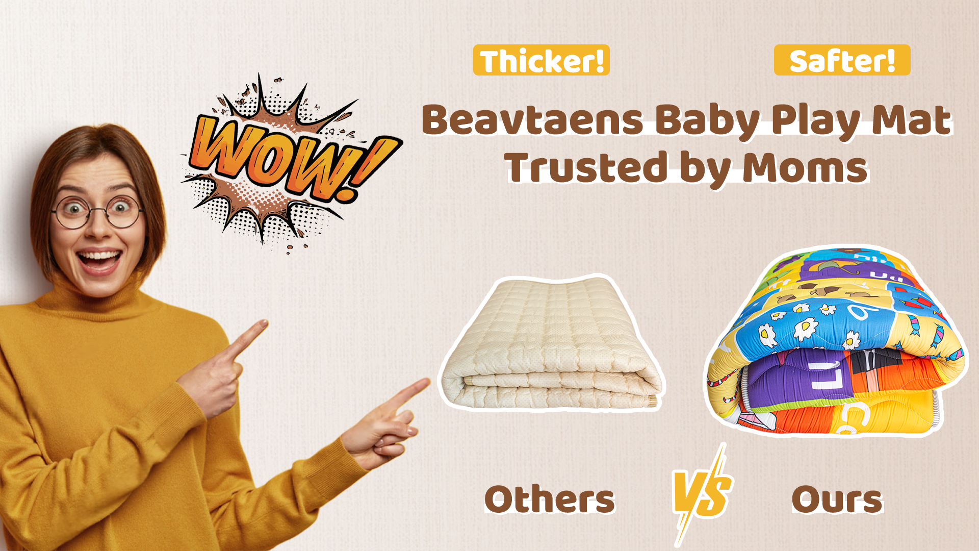 thumbnail video image 2 of Beavtaens Baby Play Mat for Floor, Foam 50"x50"x1" Playpen Mat, Thickened & Non-Slip, for Ages 0-4, 2 of 9