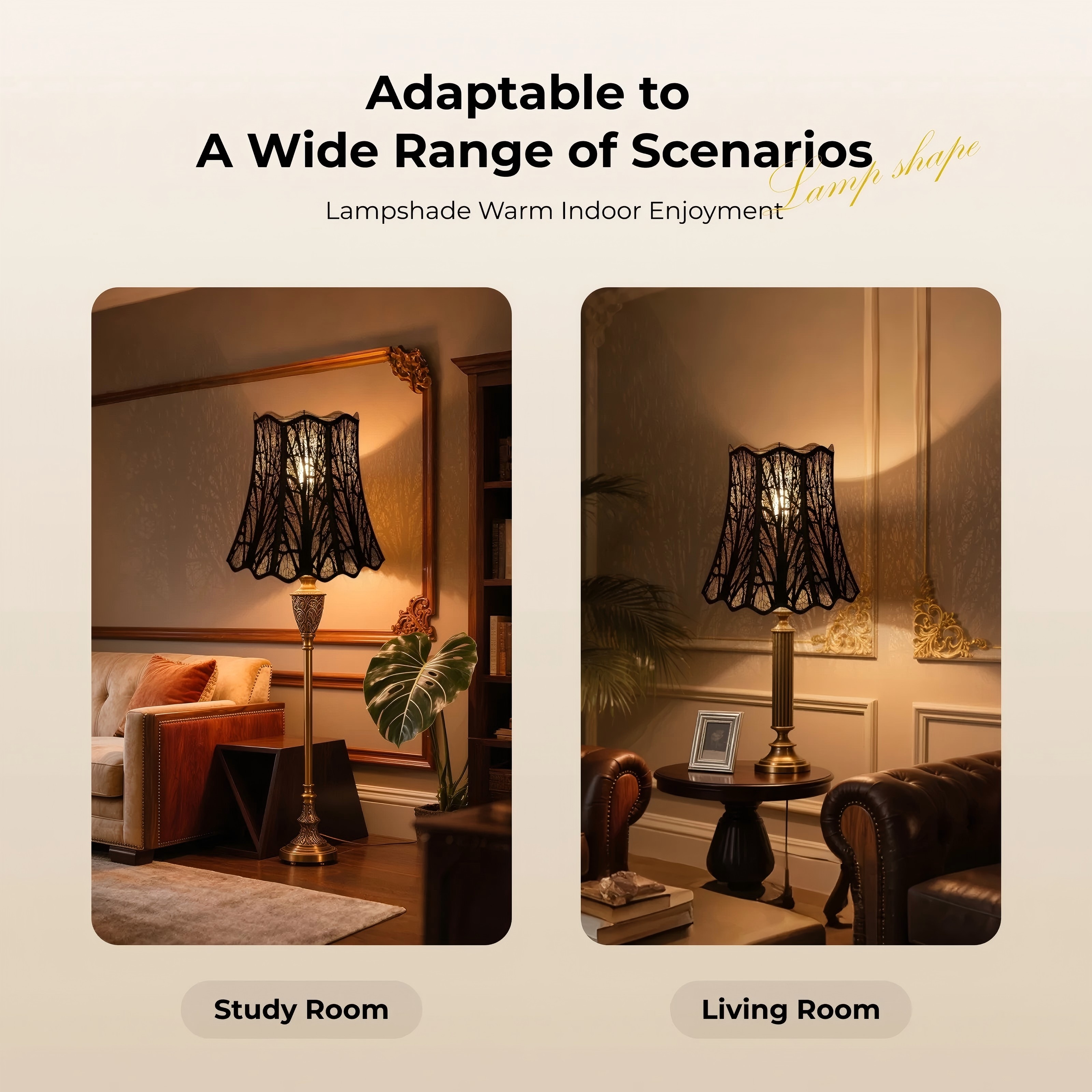 thumbnail video image 2 of Large Black Lampshade, Floor Lamp Shade Cover,SWAIFDEE Wave Metal Black Lamp Shades For Table Lamp 10x16x14.75 Etched Forest Spider Fitter, 2 of 8
