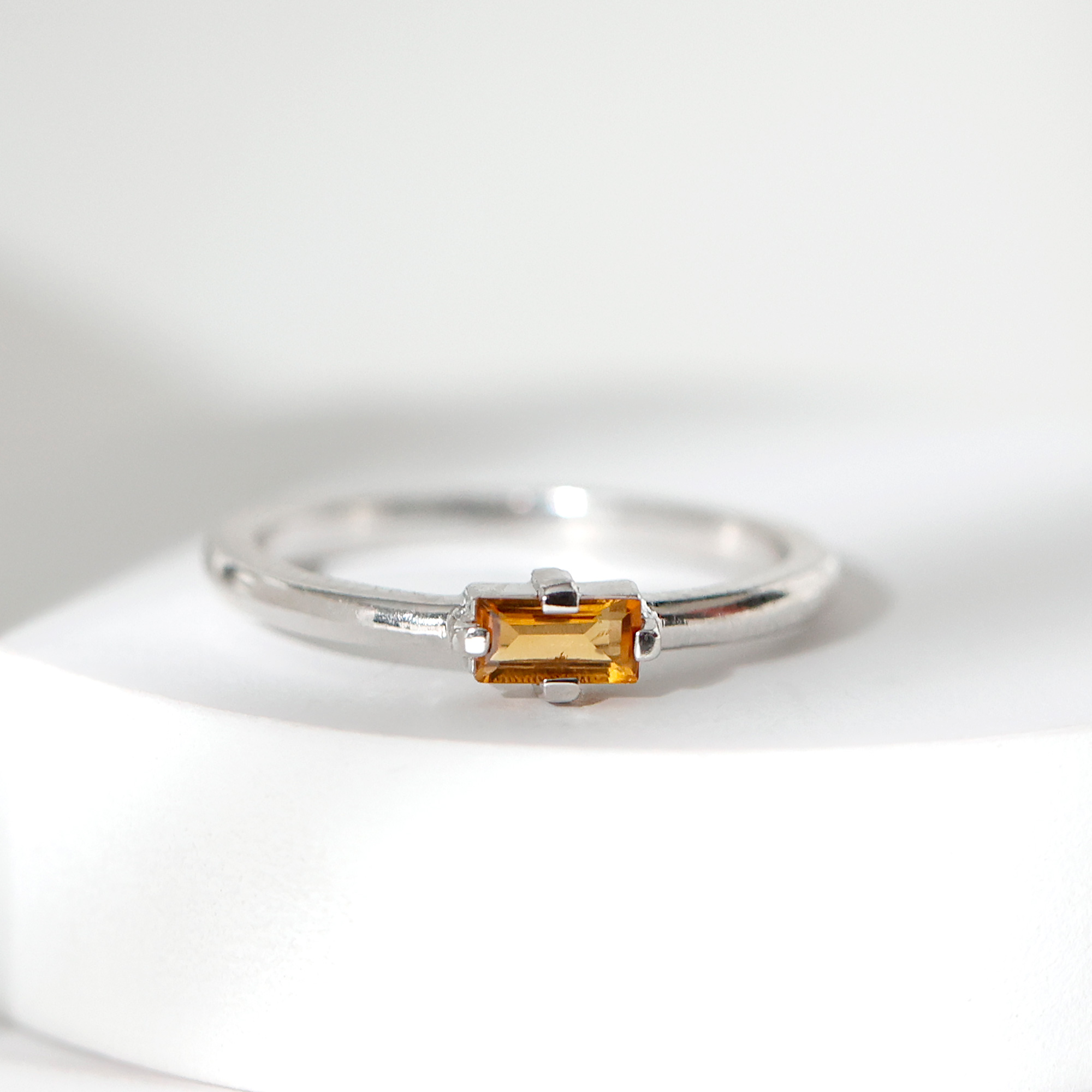 thumbnail video image 2 of Rosec Jewels Baguette Citrine Promise Ring for Women - East West Ring - AAA Quality - with Jewelry Box, 925 Sterling Silver, US 5.50, 2 of 5