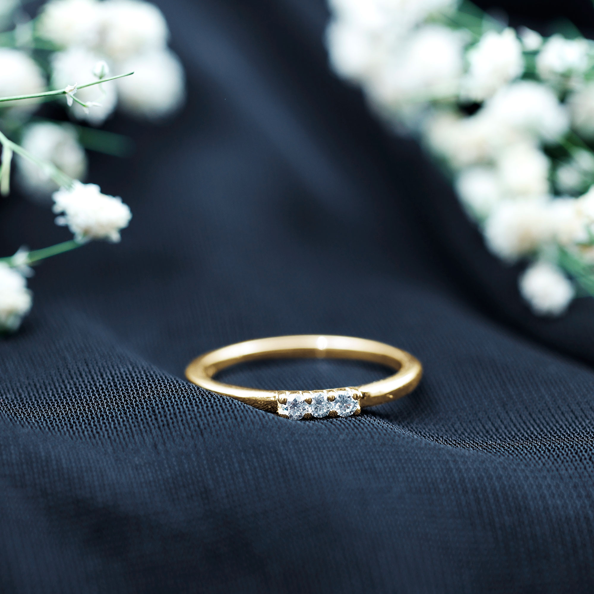 thumbnail video image 2 of Rosec Jewels Diamond Stackable Ring for Women, Three Stone Ring (HI-SI Quality), 18K Yellow Gold, US 3.50, 2 of 9