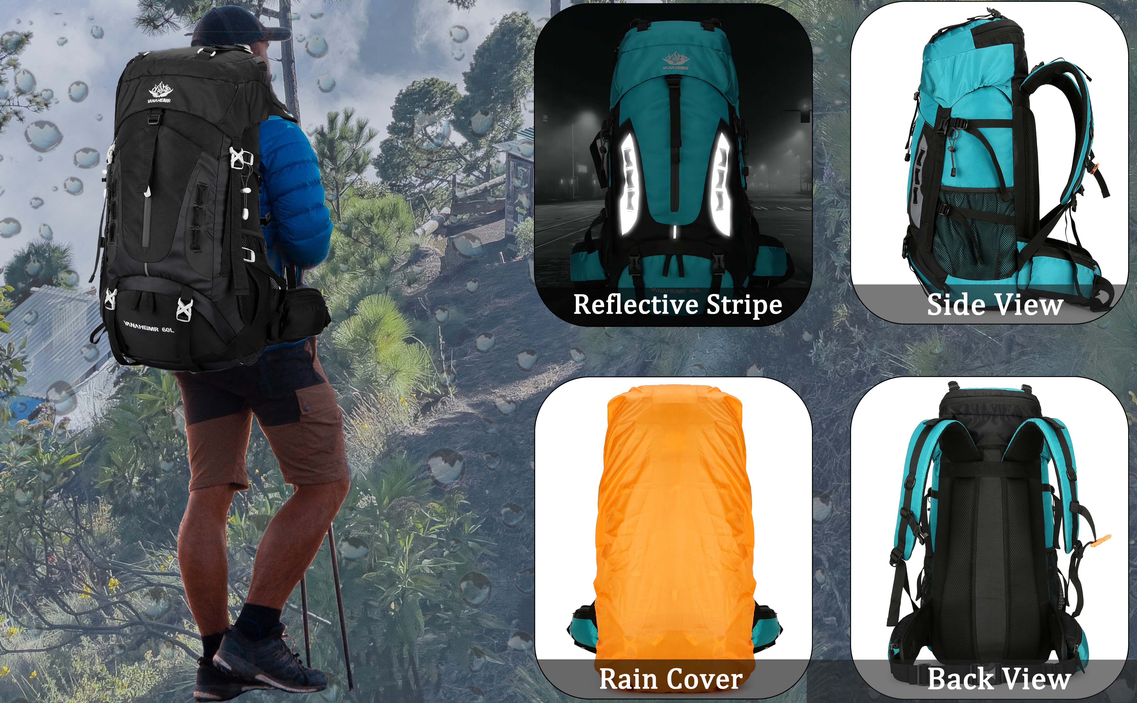 thumbnail video image 2 of 60L Travel Hiking Camping Backpack with Rain Cover,Backpack Water Resistant,Traveling Backpack for Men Women, 2 of 11