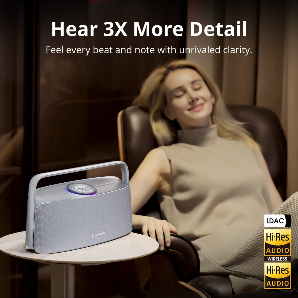 thumbnail video image 2 of Tronsmart 80W Home Audio Bluetooth Speaker, Immersive Spatial Audio, Hi-Res Wireless Sound, 14 Hours Playtime, 2.2.1 Super Acoustic System, Perfect for Home Theater, 2 of 7