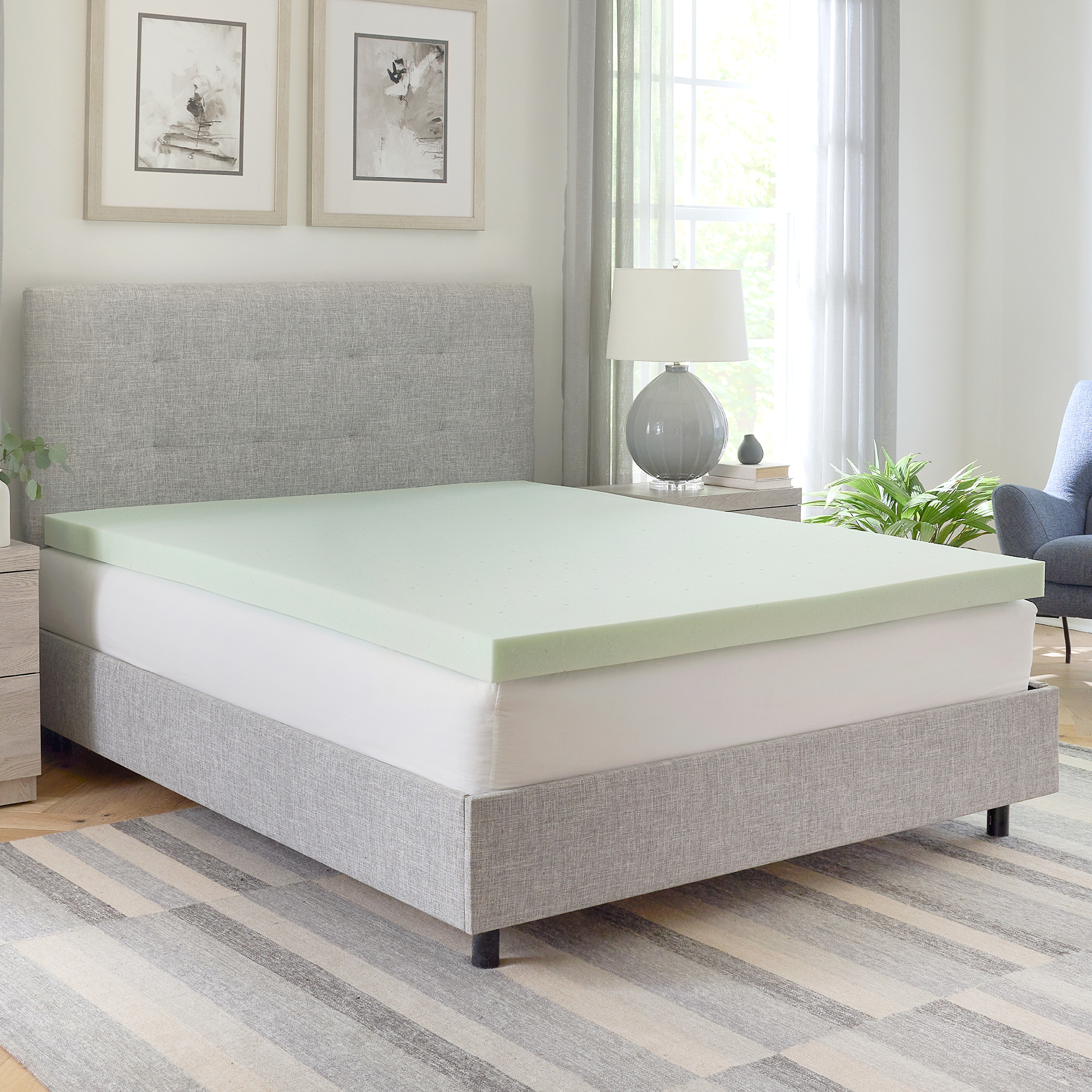 thumbnail video image 2 of Healthcare SC, LLC Bodipedic Green Tea Infused Memory Foam Mattress Topper Queen, 2 of 6