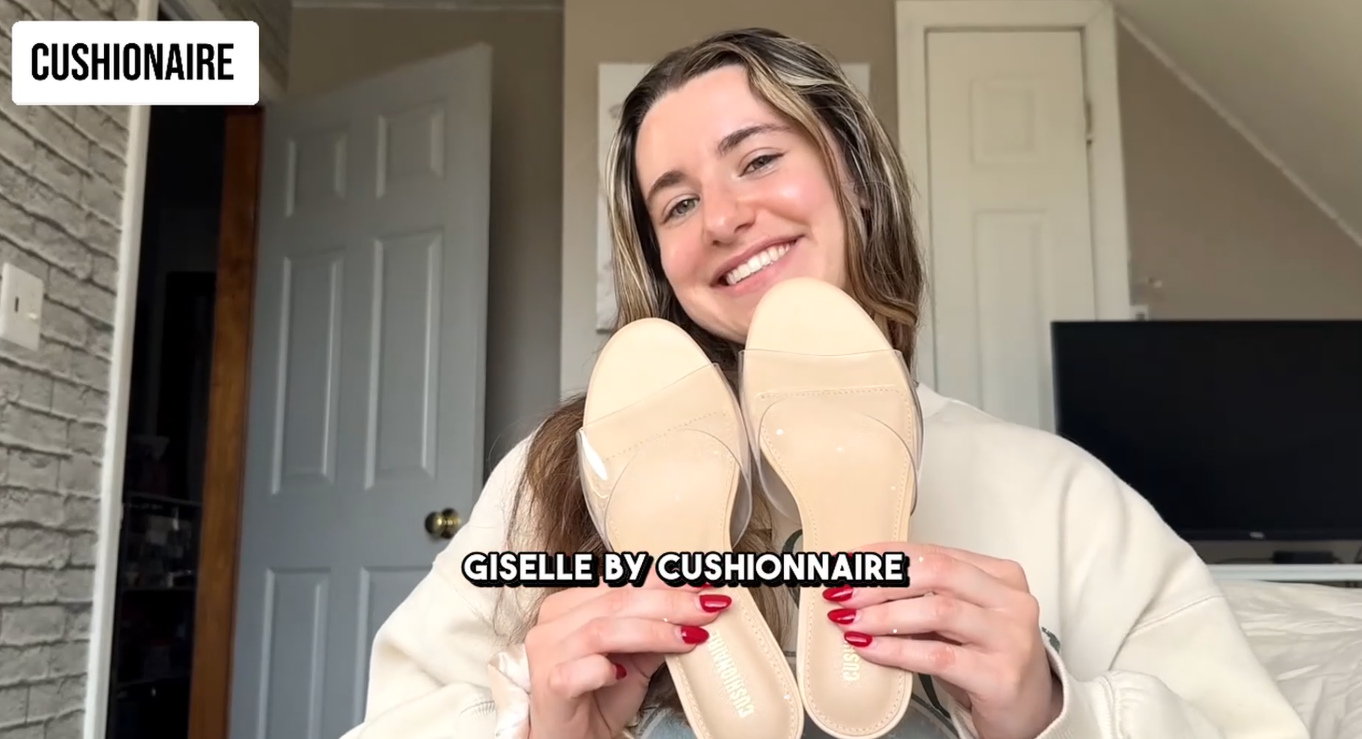 thumbnail video image 2 of Cushionaire Giselle Clear Kitten Heels for Women, Comfortable and Stylish Low Heeled Mules Dressy Slip-On Design, 2 of 27