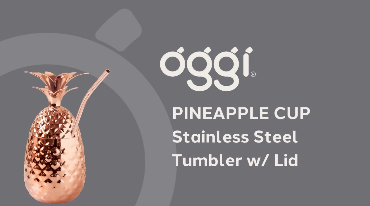 thumbnail video image 2 of Oggi Copper Pineapple Cup with Straw, 2 of 8