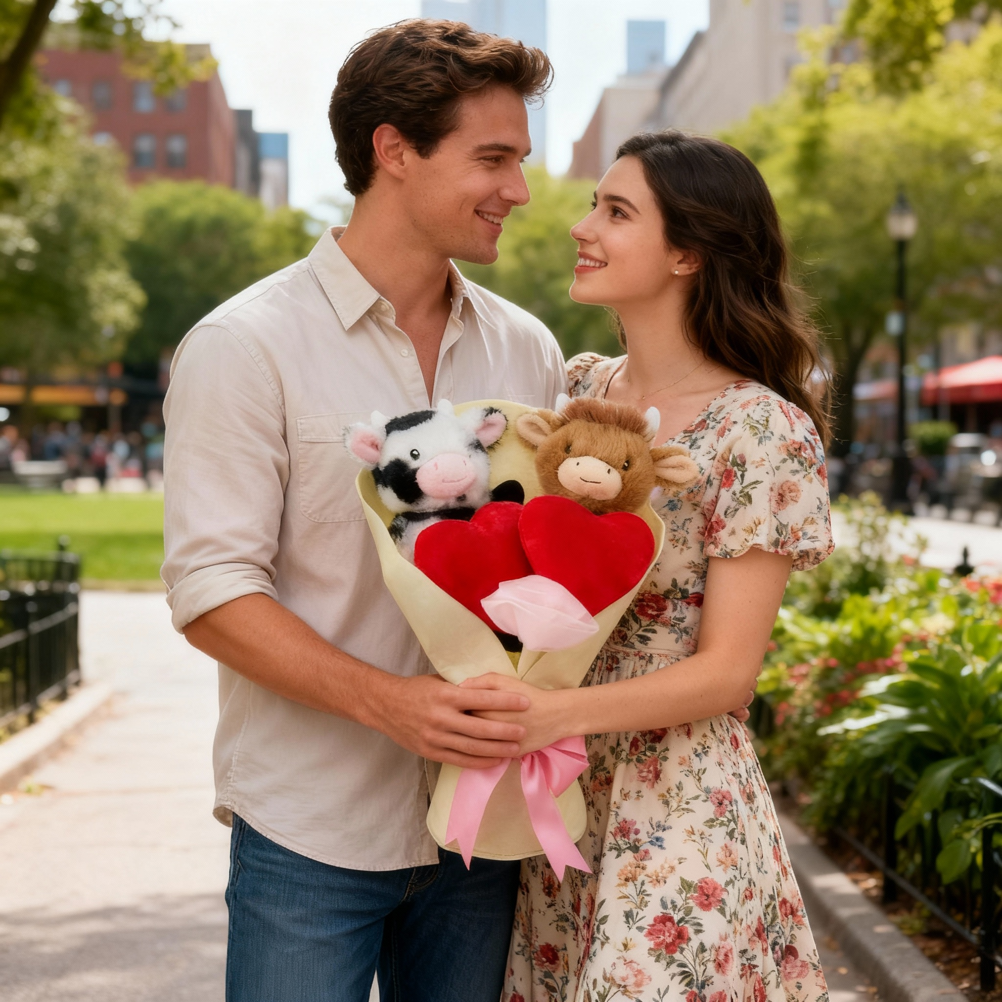 thumbnail video image 2 of Adorable 13" White Highland Cow Plush Bouquet,Highland cow Bouquet,Soft Texture, Reusable Decor, Ideal for Valentine's Day, Birthday & Wedding Display, Adored by Mom & All Ages, 2 of 7