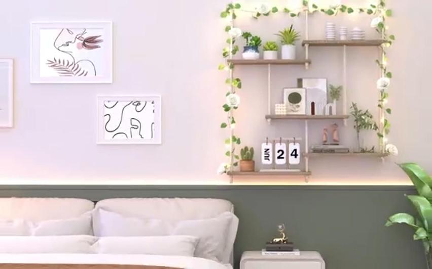 thumbnail video image 2 of FKS LIFE Hanging Shelves Boho Decorative Wood Sheves for Wall Hanging, Hanging Plant Shelf with Lights Floating Swing Storage Shelves, Indoor Wall Shelf Adjustable Rope, 2 of 9